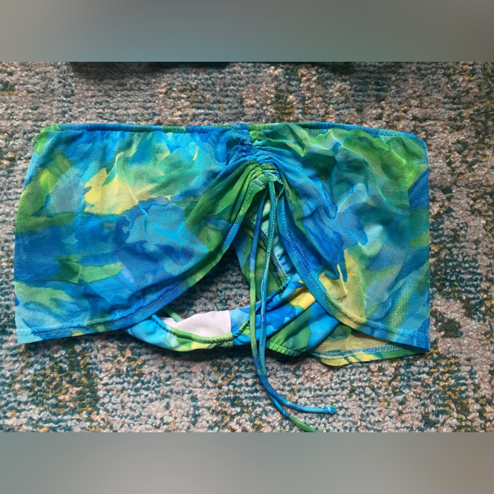 Vintage 90s Venus lagoon padded underwire mesh skirted bikini, size 12 C - Picture 9 of 16